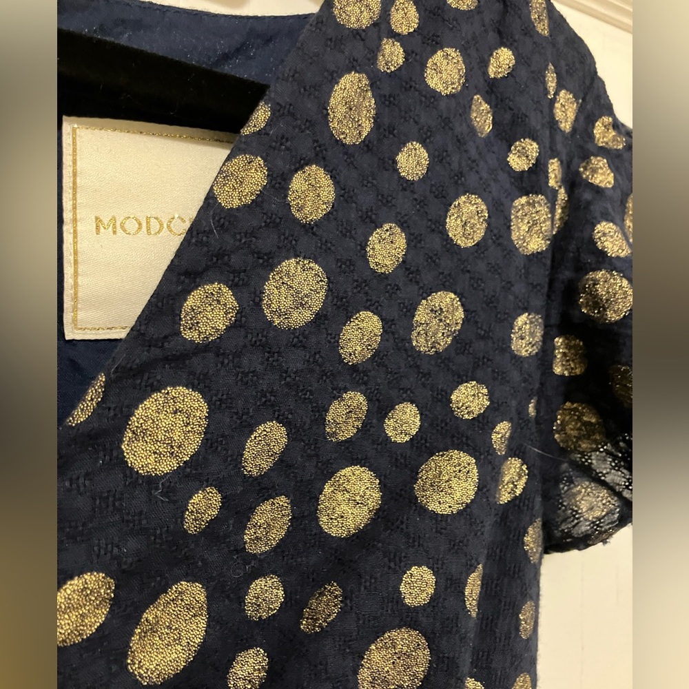 Modcloth Navy and Gold Dot Dress
